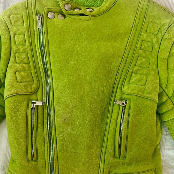 Ralph Lauren Purple Label lime Green Shearling Jacket. Size 4. - Picture 14 of 16